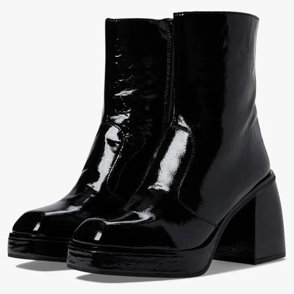 NEW $298 Free People Ruby Shine Black Patent Leather Combat Boot women size 37.5