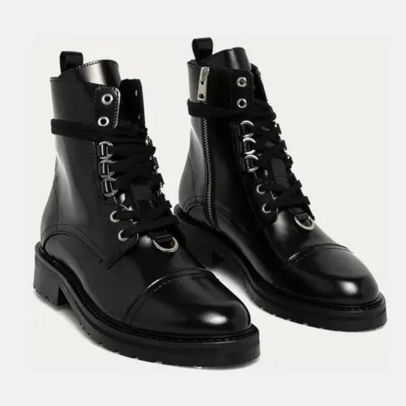 NEW! ALLSAINTS Lira Patent Leather Boots Black Size 38 Women's 8 $299