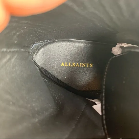 NEW! ALLSAINTS Lira Patent Leather Boots Black Size 38 Women's 8 $299