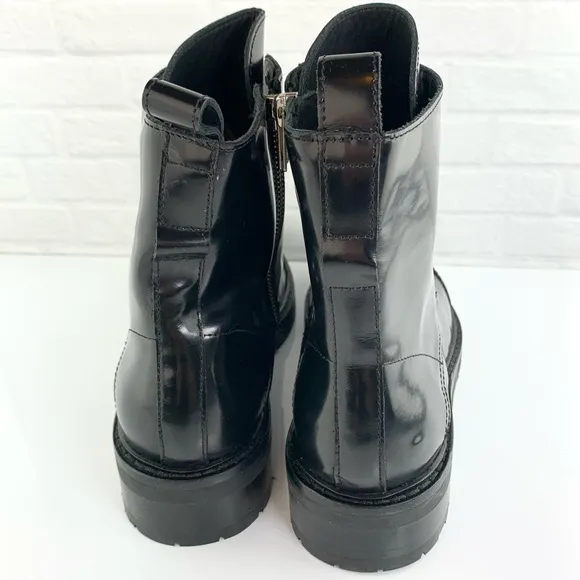 NEW! ALLSAINTS Lira Patent Leather Boots Black Size 38 Women's 8 $299