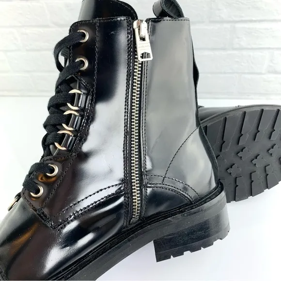 NEW! ALLSAINTS Lira Patent Leather Boots Black Size 38 Women's 8 $299