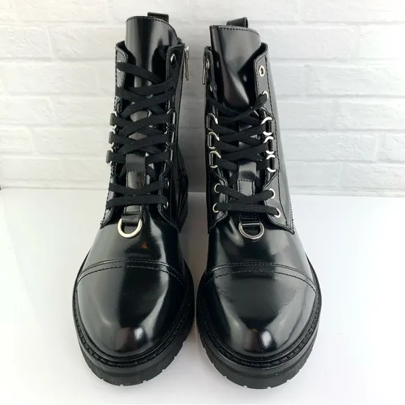 NEW! ALLSAINTS Lira Patent Leather Boots Black Size 38 Women's 8 $299