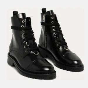 NEW! ALLSAINTS Lira Patent Leather Boots Black Size 38 Women's 8 $299