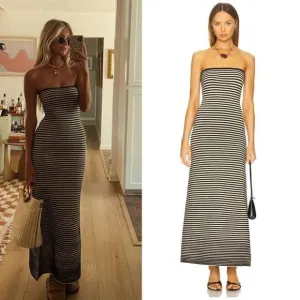 NEW Anthropologie x The Wolf Gang Sunmor Knit Maxi Dress Size Large Black White