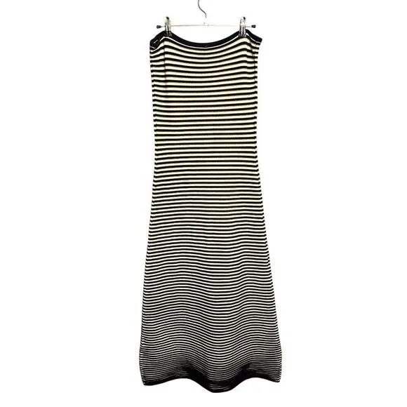NEW Anthropologie x The Wolf Gang Sunmor Knit Maxi Dress Size Large Black White