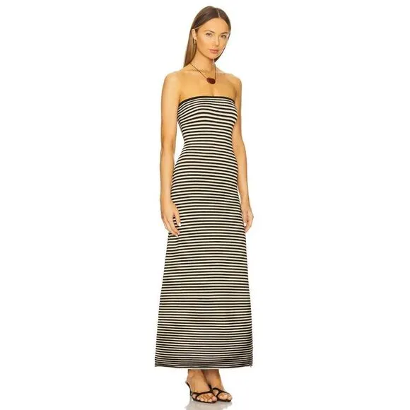 NEW Anthropologie x The Wolf Gang Sunmor Knit Maxi Dress Size Large Black White
