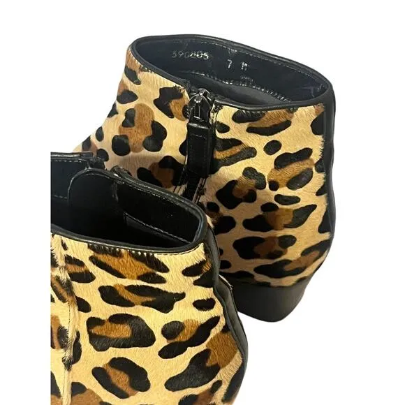 NEW Aquatalia Fuoco Suede Leopard Ankle Boots •7• Calf Hair Booties Italy $495