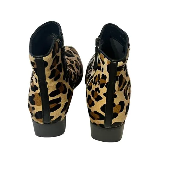 NEW Aquatalia Fuoco Suede Leopard Ankle Boots •7• Calf Hair Booties Italy $495