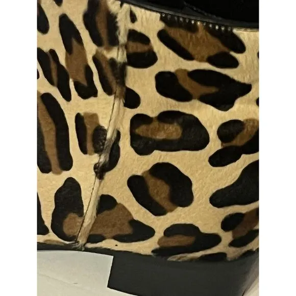 NEW Aquatalia Fuoco Suede Leopard Ankle Boots •7• Calf Hair Booties Italy $495