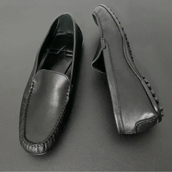 New Aquatalia Karla Moccasin Loafers Driving Black Leather