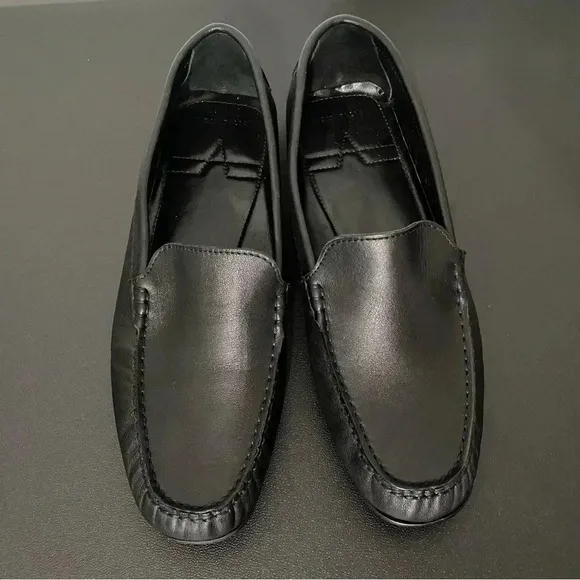 New Aquatalia Karla Moccasin Loafers Driving Black Leather