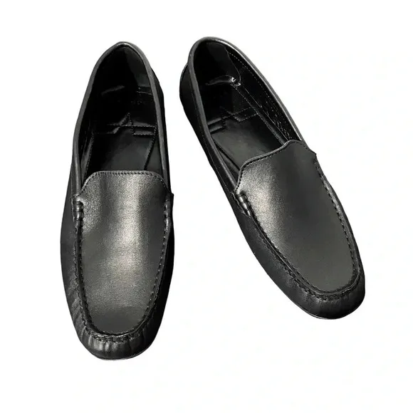 New Aquatalia Karla Moccasin Loafers Driving Black Leather