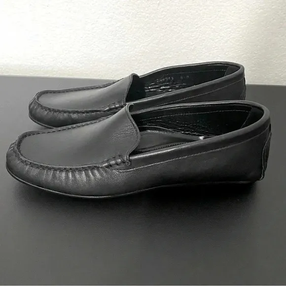 New Aquatalia Karla Moccasin Loafers Driving Black Leather