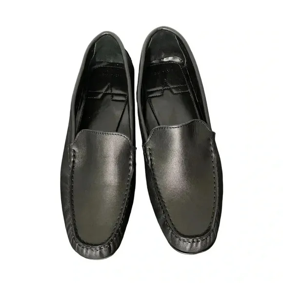 New Aquatalia Karla Moccasin Loafers Driving Black Leather