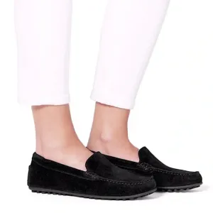 New Aquatalia Karla Moccasin Loafers Driving Black Leather