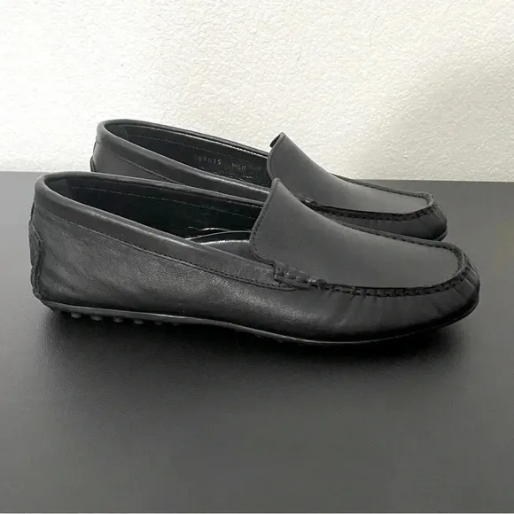 New Aquatalia Karla Moccasin Loafers Driving Black Leather