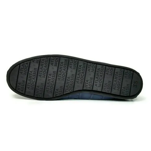NEW Atlanta Moccasins Blue Crocodile Penny Loafers