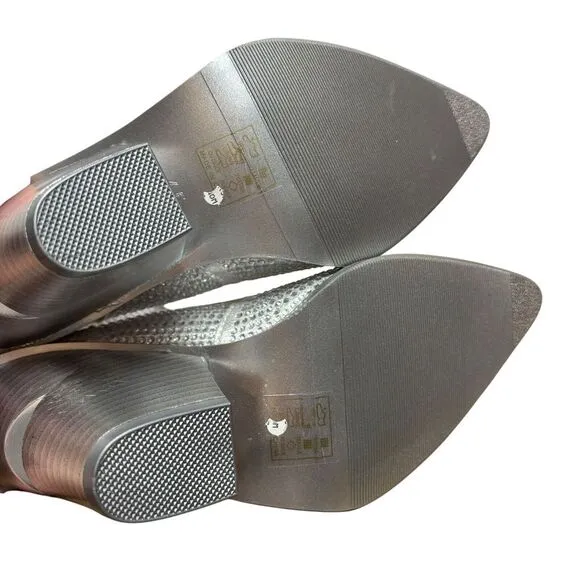NEW Azalea Wang Boots Silver Rhinestone Vegas Western Cowboy Booties Size 6.5