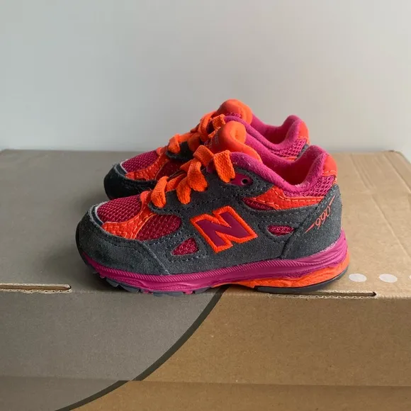 New Balance 990 V5 Pink/Orange Toddler Sneakers- SZ 4 C
