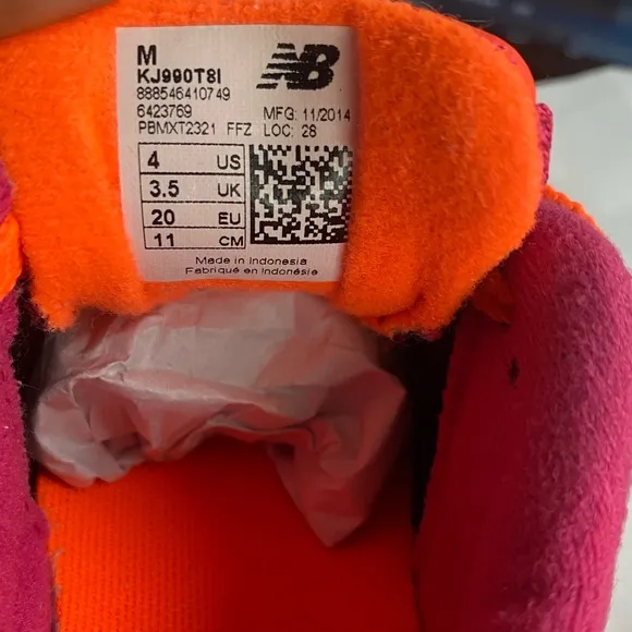 New Balance 990 V5 Pink/Orange Toddler Sneakers- SZ 4 C