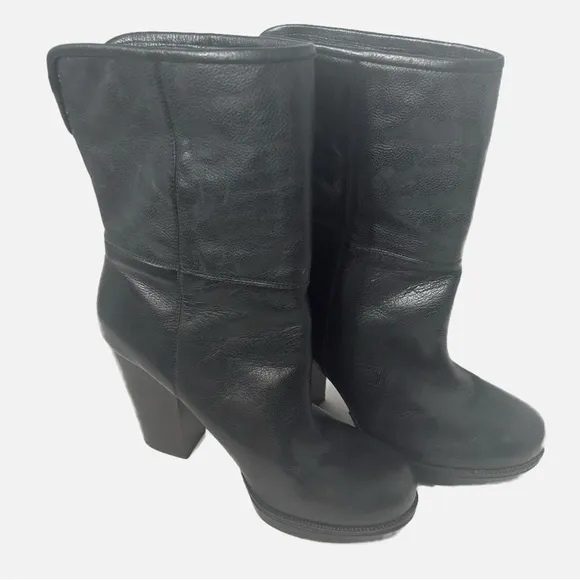 NEW Banana Republic Women’s Leather Chunky Heel Boot Moto Goth Witchy