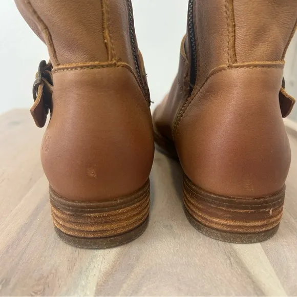 NEW Born Delano Light Brown ‘Tan’ Leather Boot Women's Size 7 Mid Calf Buckle