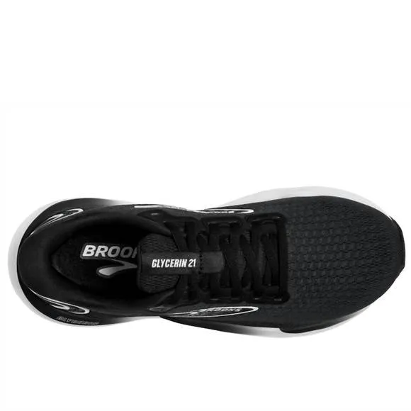 NEW BROOKS men's glycerin gts 21 running sneaker in black/grey/white