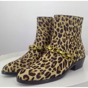 NEW Coach Calf Hair Leopard Print Boots