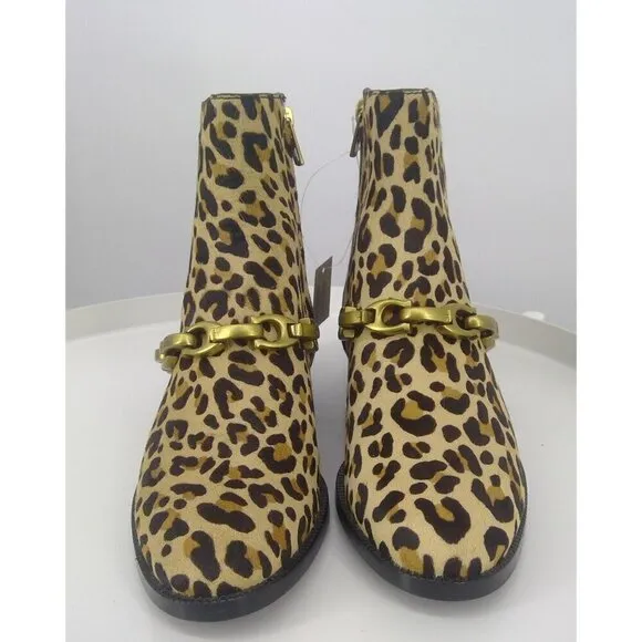 NEW Coach Calf Hair Leopard Print Boots