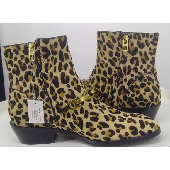NEW Coach Calf Hair Leopard Print Boots