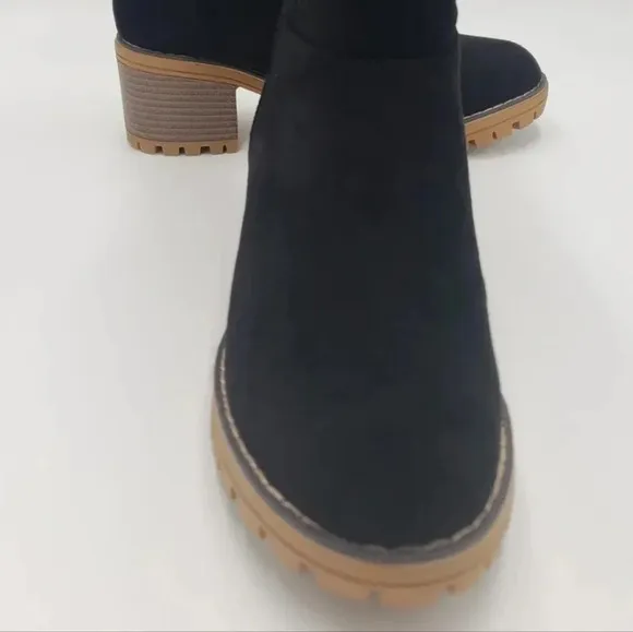 New Corkys Black Sherpa Heeled Boots