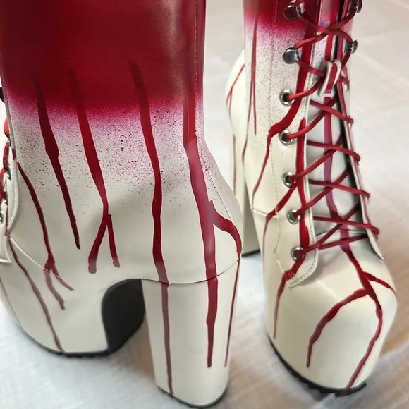 New Dolls Kill Red Carrie Bloody Prom Queen Platform Boots