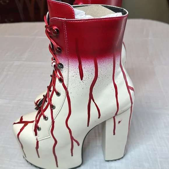 New Dolls Kill Red Carrie Bloody Prom Queen Platform Boots