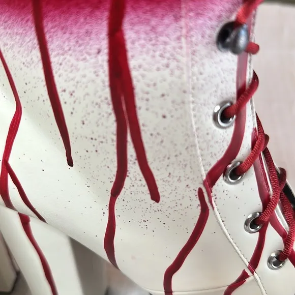 New Dolls Kill Red Carrie Bloody Prom Queen Platform Boots