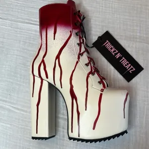 New Dolls Kill Red Carrie Bloody Prom Queen Platform Boots