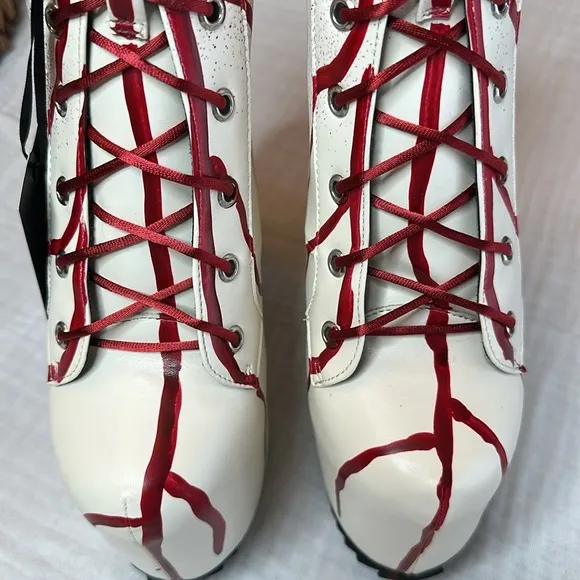 New Dolls Kill Red Carrie Bloody Prom Queen Platform Boots
