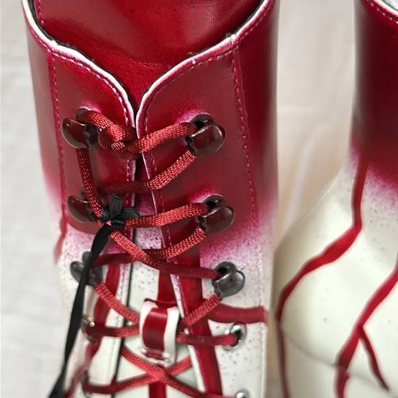 New Dolls Kill Red Carrie Bloody Prom Queen Platform Boots
