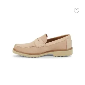 New Donald J Pliner Leather Driving Leather Penny Loafers beige size 8.5 slip on