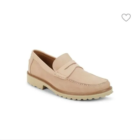 New Donald J Pliner Leather Driving Leather Penny Loafers beige size 8.5 slip on