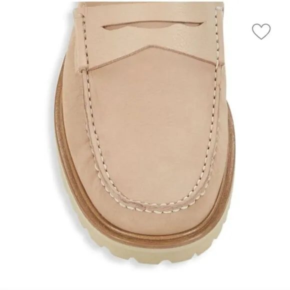 New Donald J Pliner Leather Driving Leather Penny Loafers beige size 8.5 slip on