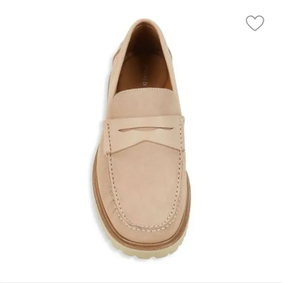New Donald J Pliner Leather Driving Leather Penny Loafers beige size 8.5 slip on