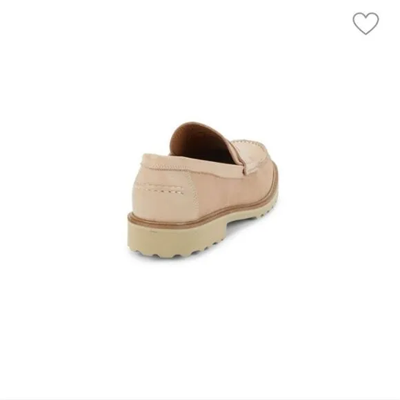 New Donald J Pliner Leather Driving Leather Penny Loafers beige size 8.5 slip on