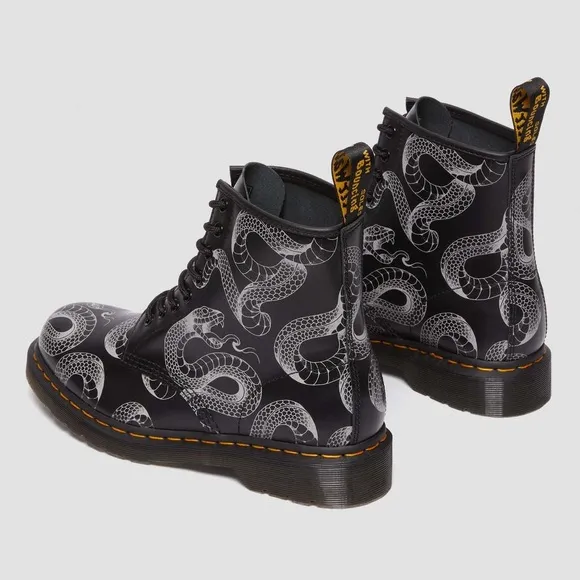 NEW Dr Martens 1460 Serpent Print Leather Boots Black Snake Size Women’s 5 $180