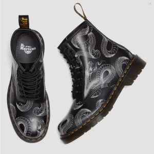 NEW Dr Martens 1460 Serpent Print Leather Boots Black Snake Size Women’s 5 $180
