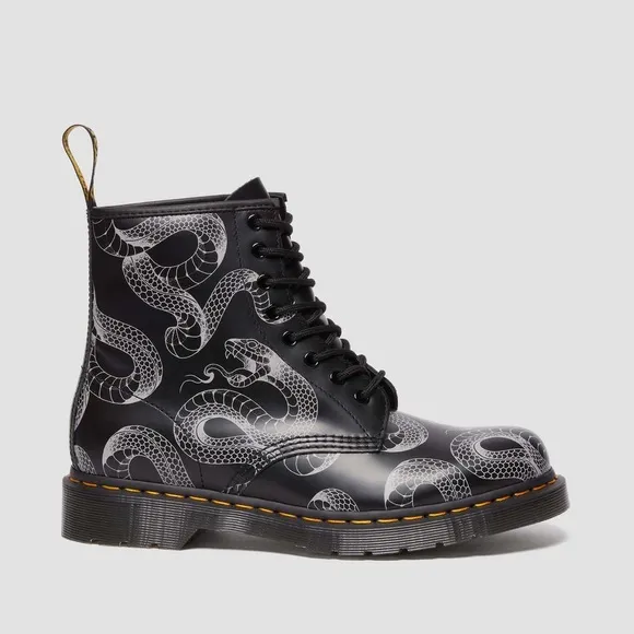 NEW Dr Martens 1460 Serpent Print Leather Boots Black Snake Size Women’s 5 $180