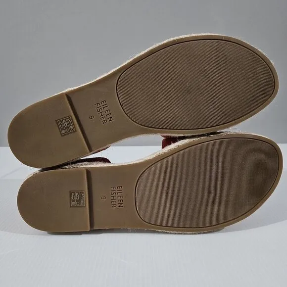 NEW Eileen Fisher Mews Espadrilles Sandal Orange Knit Leather Size 9