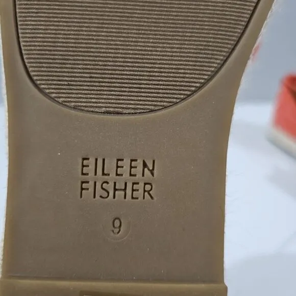 NEW Eileen Fisher Mews Espadrilles Sandal Orange Knit Leather Size 9