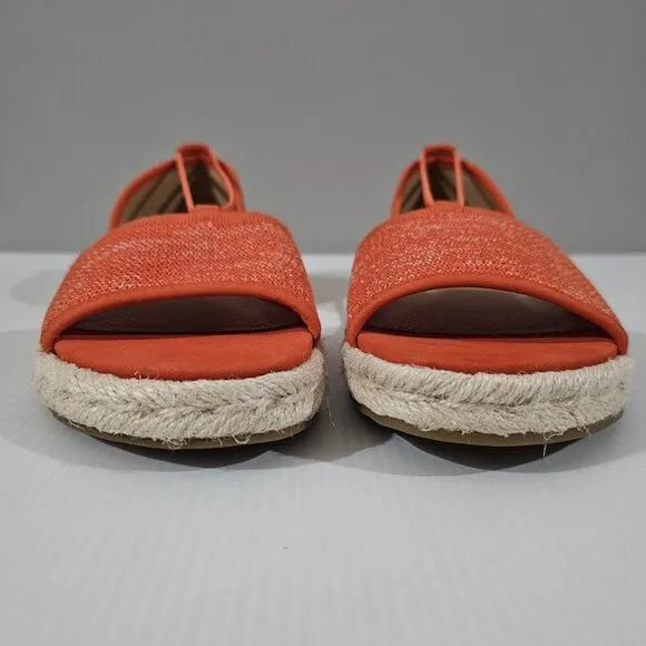 NEW Eileen Fisher Mews Espadrilles Sandal Orange Knit Leather Size 9