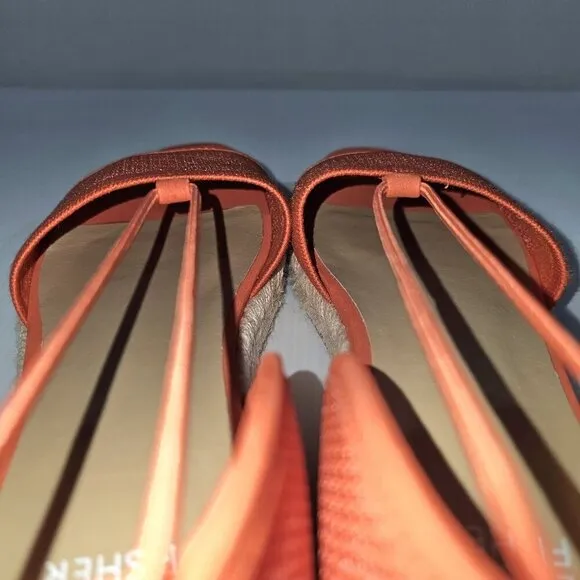 NEW Eileen Fisher Mews Espadrilles Sandal Orange Knit Leather Size 9