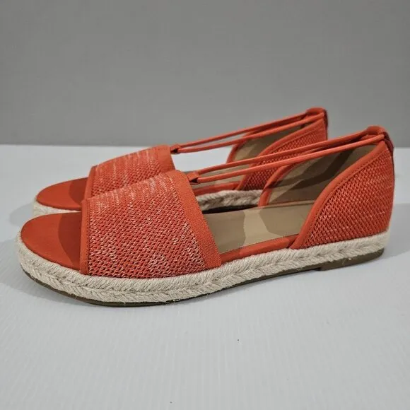 NEW Eileen Fisher Mews Espadrilles Sandal Orange Knit Leather Size 9